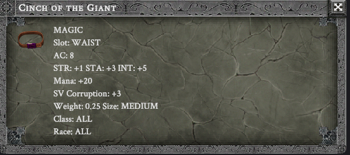 CINCH OF THE GIANT item card